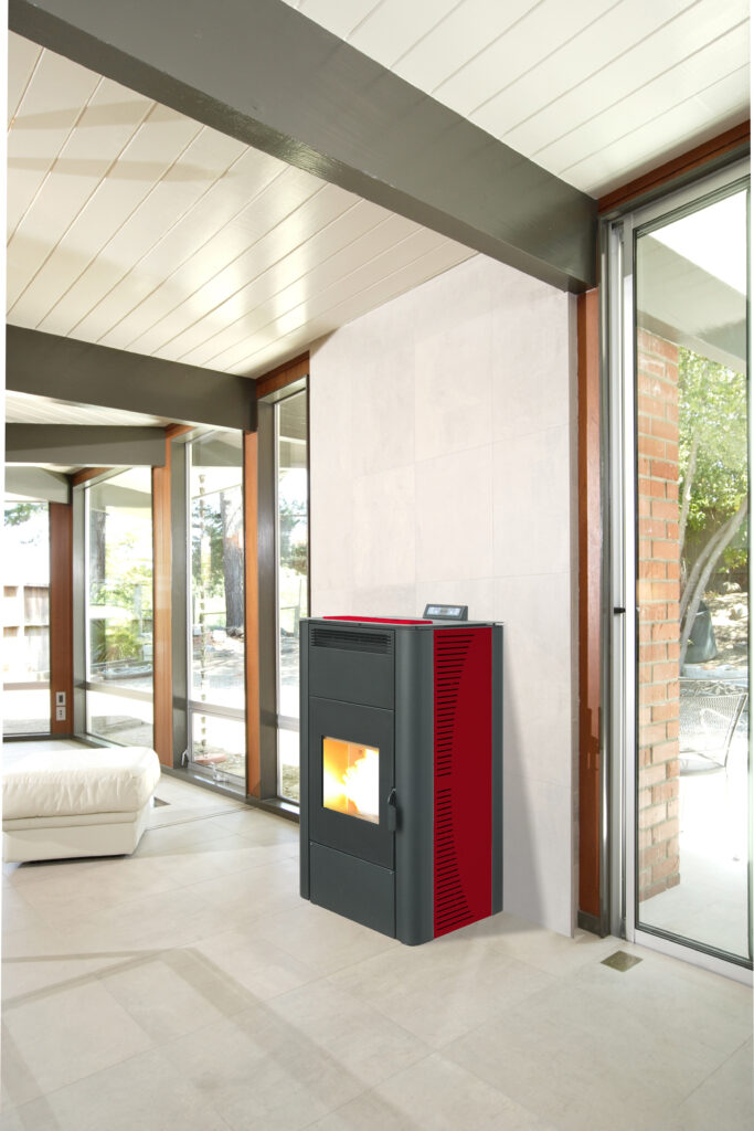 STUFA PELLET 'KING 24' IDRO KW24 BORDEAUX