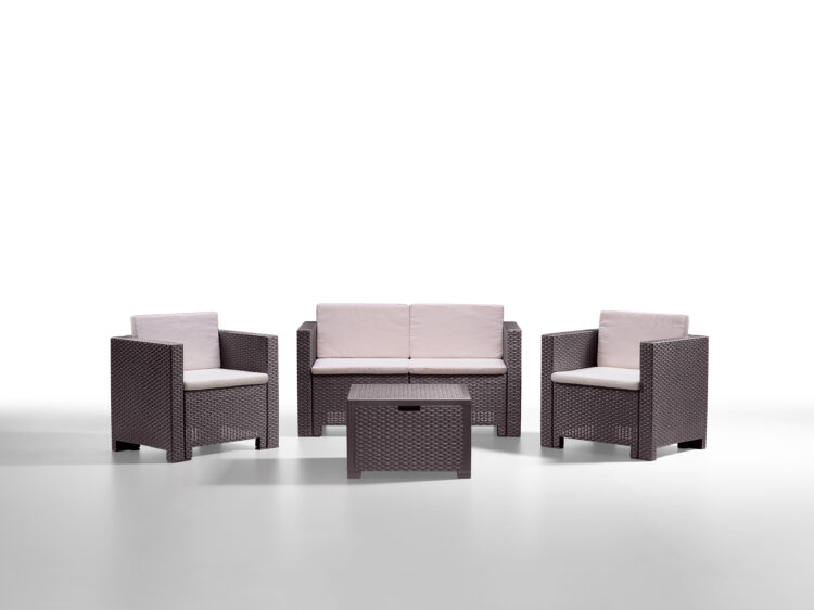 SALOTTO RESINA 4PZ.C/CUSCINI "CAPRI" BROWN