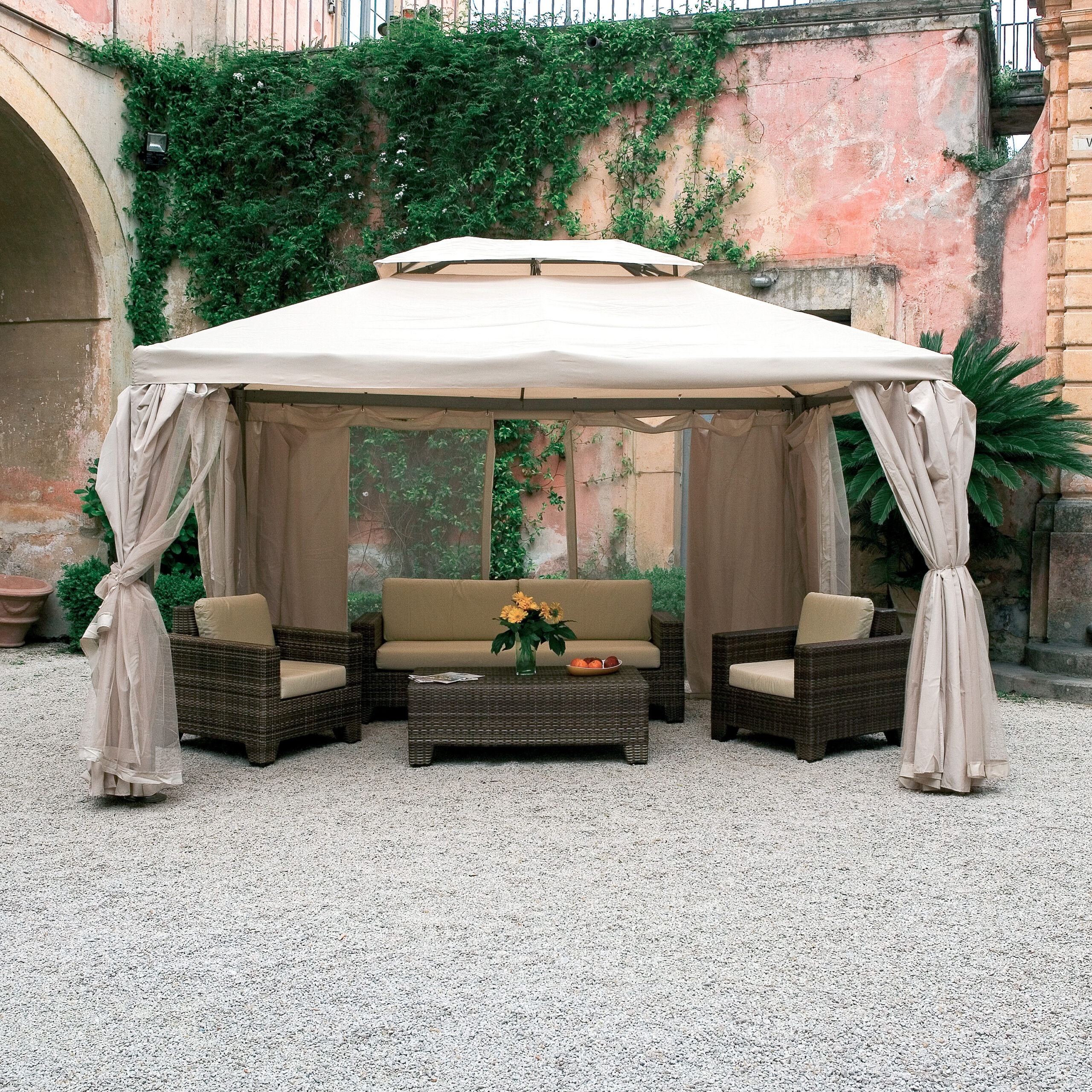 GAZEBO IN ALLUMINIO "SAHARA" MT.3X4 TELO ECRÙ
