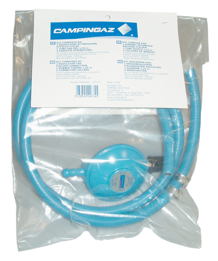 KIT REGOLATORE +TUBO+FASCETTE X BARBECUE GAS