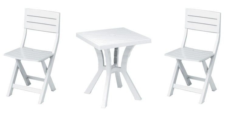 SET 'DUETTO RESINA'TAVOLO + 2 SEDIE BIANCO