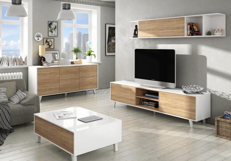 KIT CREDENZA 3A 'ZAIKEN'CM.154X41X75H.BIA/RO