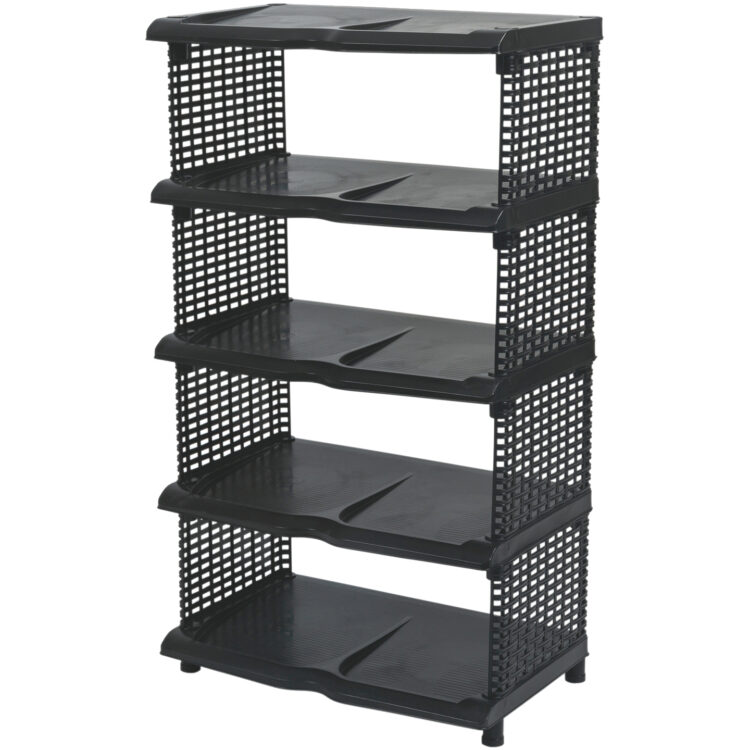 SCARPIERA PLASTICA/RATTAN 5 PIANI CM.48X31X86