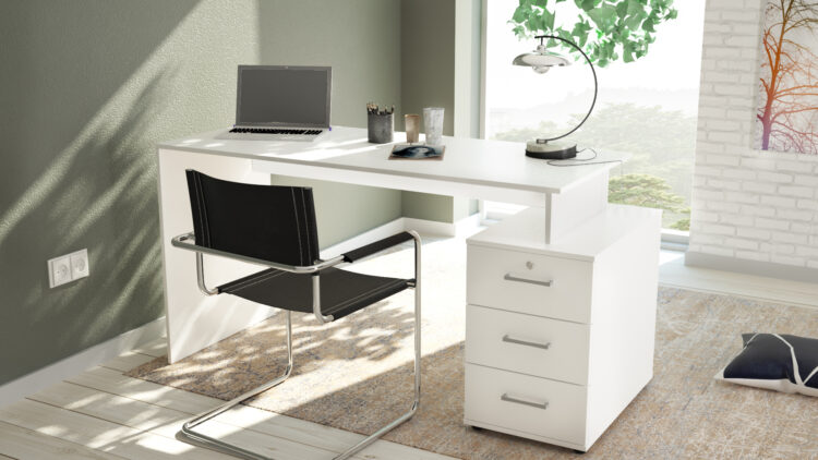 KIT SCRIVANIA DENIO 3C 139X76X60 BIANCO