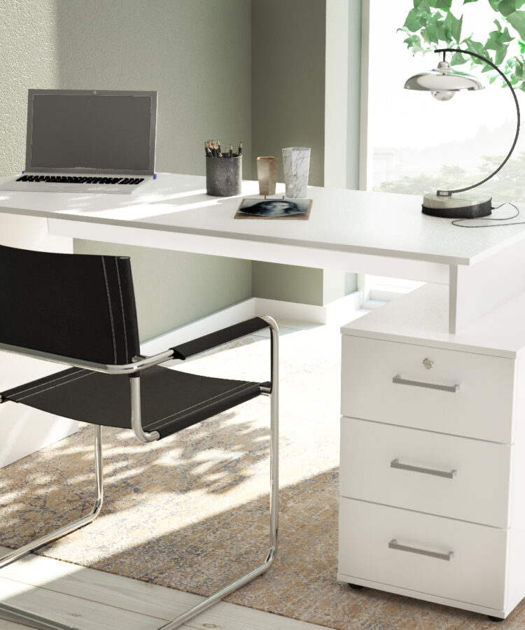 KIT SCRIVANIA DENIO 3C 139X76X60 BIANCO