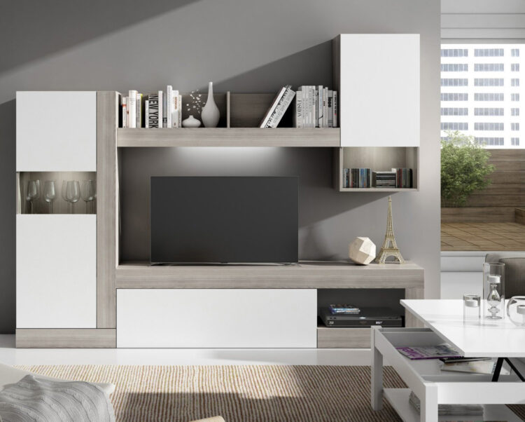 KIT PARETE LIVING ROOMY CM.257X200X42 ROV/BIANCO