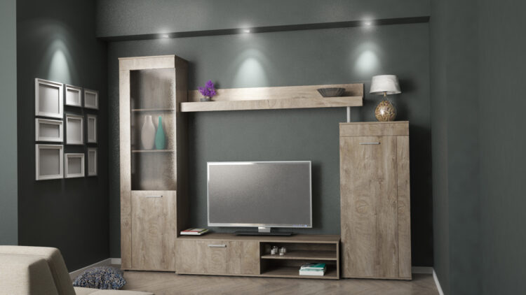 KIT PARETE LIVING SPAZIO 250X193X40 ROVERE K105