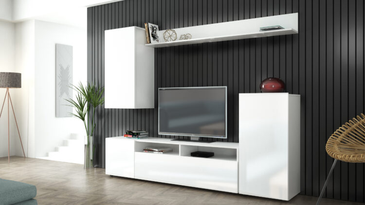 KIT PARETE LIVING BRIDGE 207X170X34 BIANCO/B.LUC.