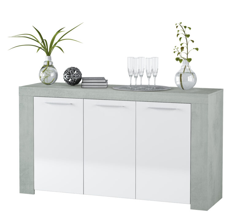 KIT CREDENZA 3 A.'AMBIT'42X144X80H BIA/CEMEN