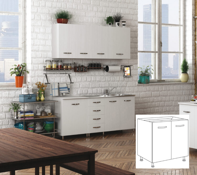 KIT CUCINA BASE S.L.2A CM.80X50X85H BIANCO