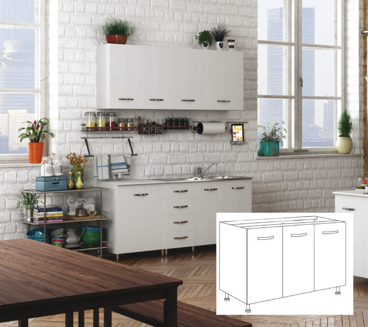 KIT CUCINA BASE S.L.3A CM.120X50X85H BIANCO