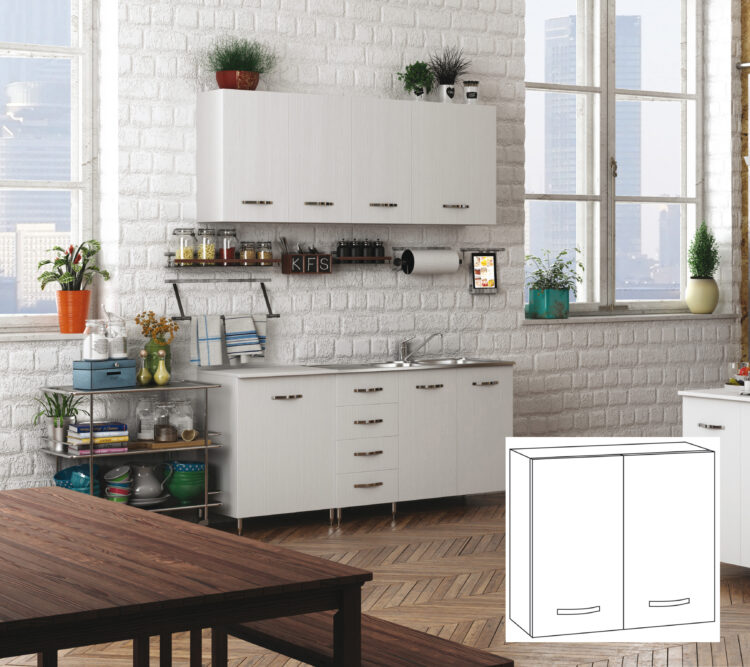 KIT CUCINA PENSILE 2A CM.80X30X72H BIANCO   .