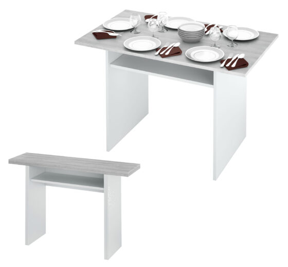 KIT TAVOLO CONSOLLE CM.35/70X120X75H BIA/CEME