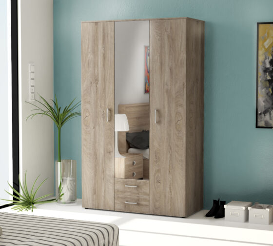 KIT ARMADIO 3A+2C SPECCHIO 121X200X54 ROVERE K105