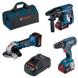 BOSCH-B SUPERKIT 18V TRAPANO+SMERIGL.+MART+3 BATT.4,0+CARIC