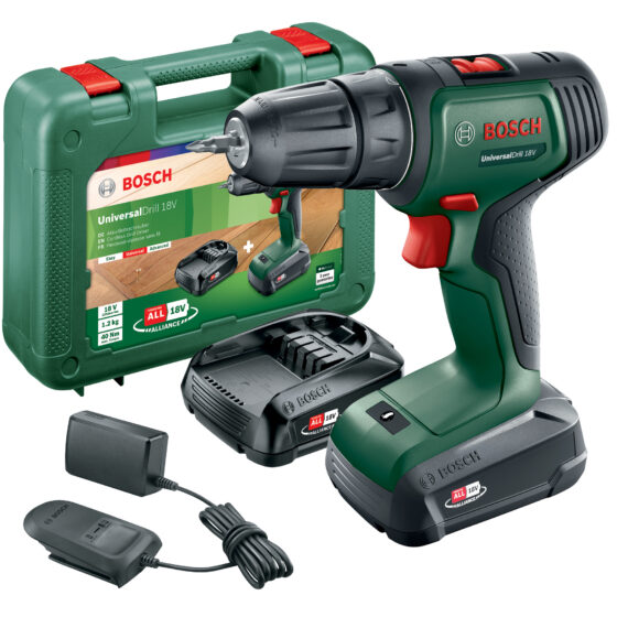 BOSCH-V 18V TRAPANO  2 BATT.1,5Ah UNIVERSAL DRILL  K
