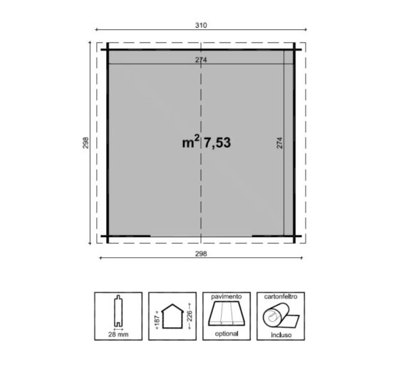 Casetta Astrid - LOSA - dim. cm 300x300 sp. mm 28 - immagine 2