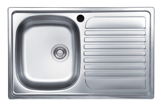 LAVELLO INOX 1 VASCA SX + GOCC. DX CM.80