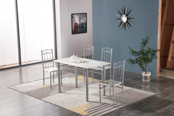 SET TAVOLO C/4 SEDIE(120X70) EFF.MARMO CHIARO