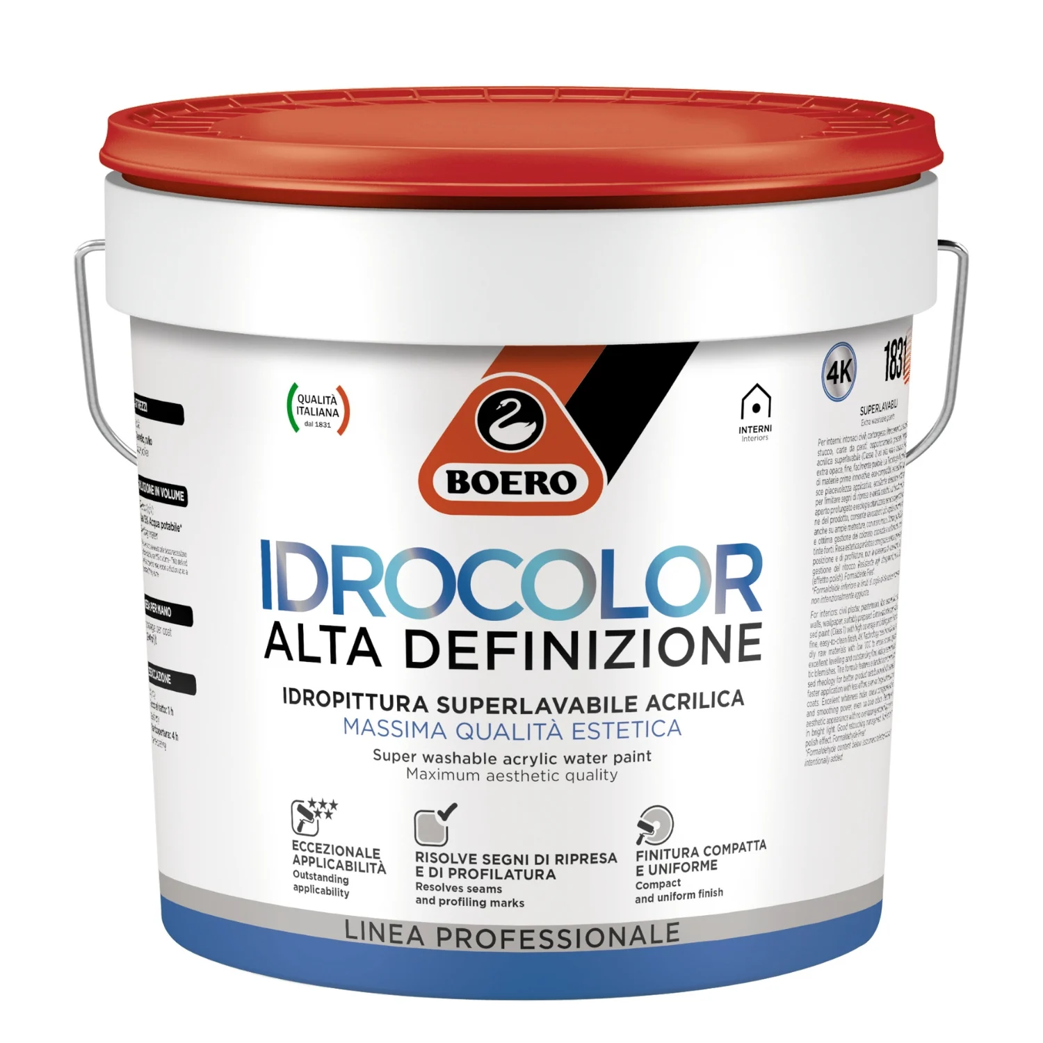 SUPERLAVABILE ACRILICA - IDROCOLOR - alta definizione BIANCO LT 10 BOERO